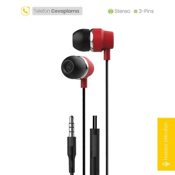 Jopus JO-K64 Bolero Universal 3.5mm Mikrofonlu Kulaklık Kırmızı Renk