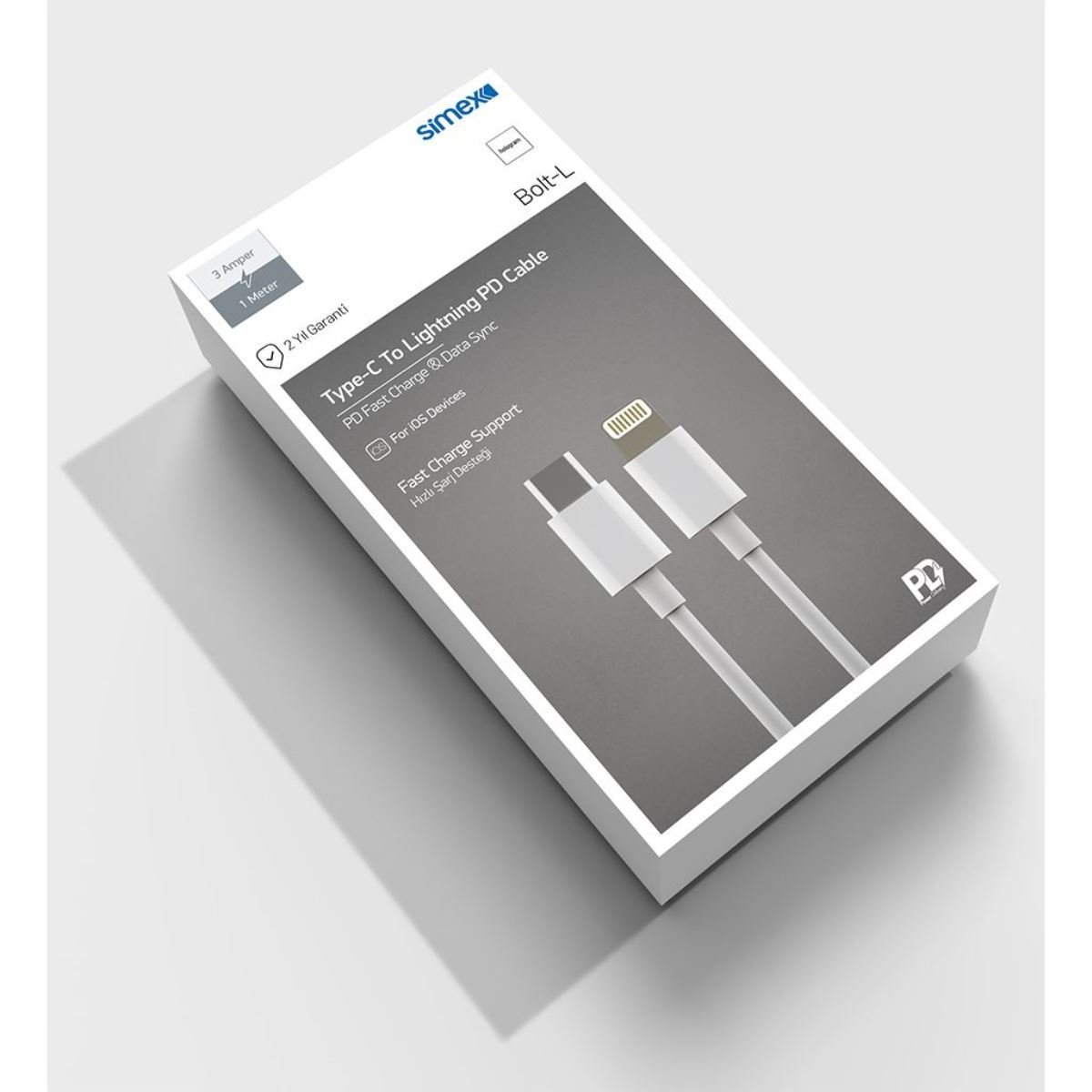 055481_2.jpg Simex Type-C To Lightning PD SM-PD55 1mt 55 Enerji Data Kablosu - Görsel 1