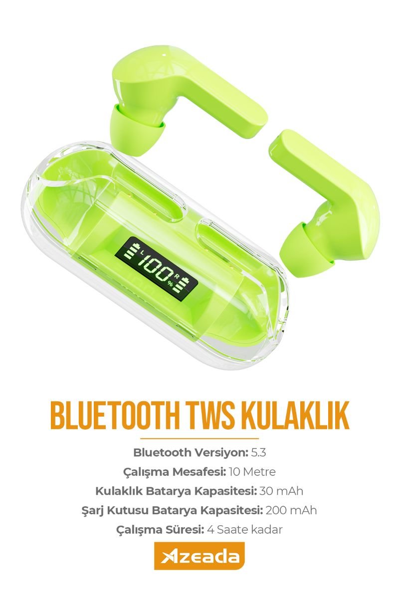 059558_5.jpg Azeada PD-BT123 TWS Bluetooth Kulaklık Yeşil Renk - Görsel 1