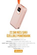 Azeada AZ-P03 22,5W 10000mAh Power Bank Dahili Kablolu - Görsel 6