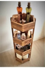 Wooden City Ahşap Banyo Rafı Banyo Düzenleyici Havluluk Çok Amaçlı Raf Mutfak Rafı Organizer Raf Ahşap Sebzelik