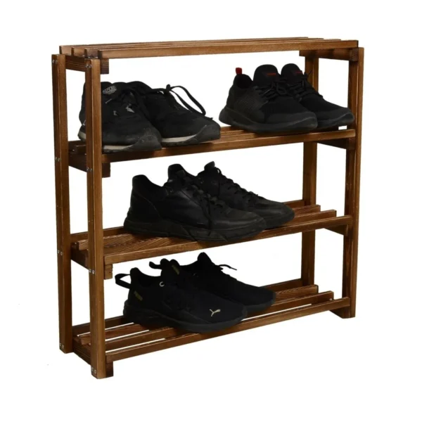 Wooden City Ahşap Çubuklu 4katlı Masif Ayakkabılık Raf