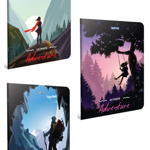 Adventure Karton Kapak 60 Yaprak A4 Defter Seti Kareli (3'lü)