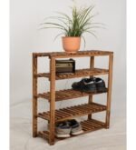 Wooden City Dekoratif Katlı Ahşap Raf Portatif Ayakkabılık Naturel - Görsel 2