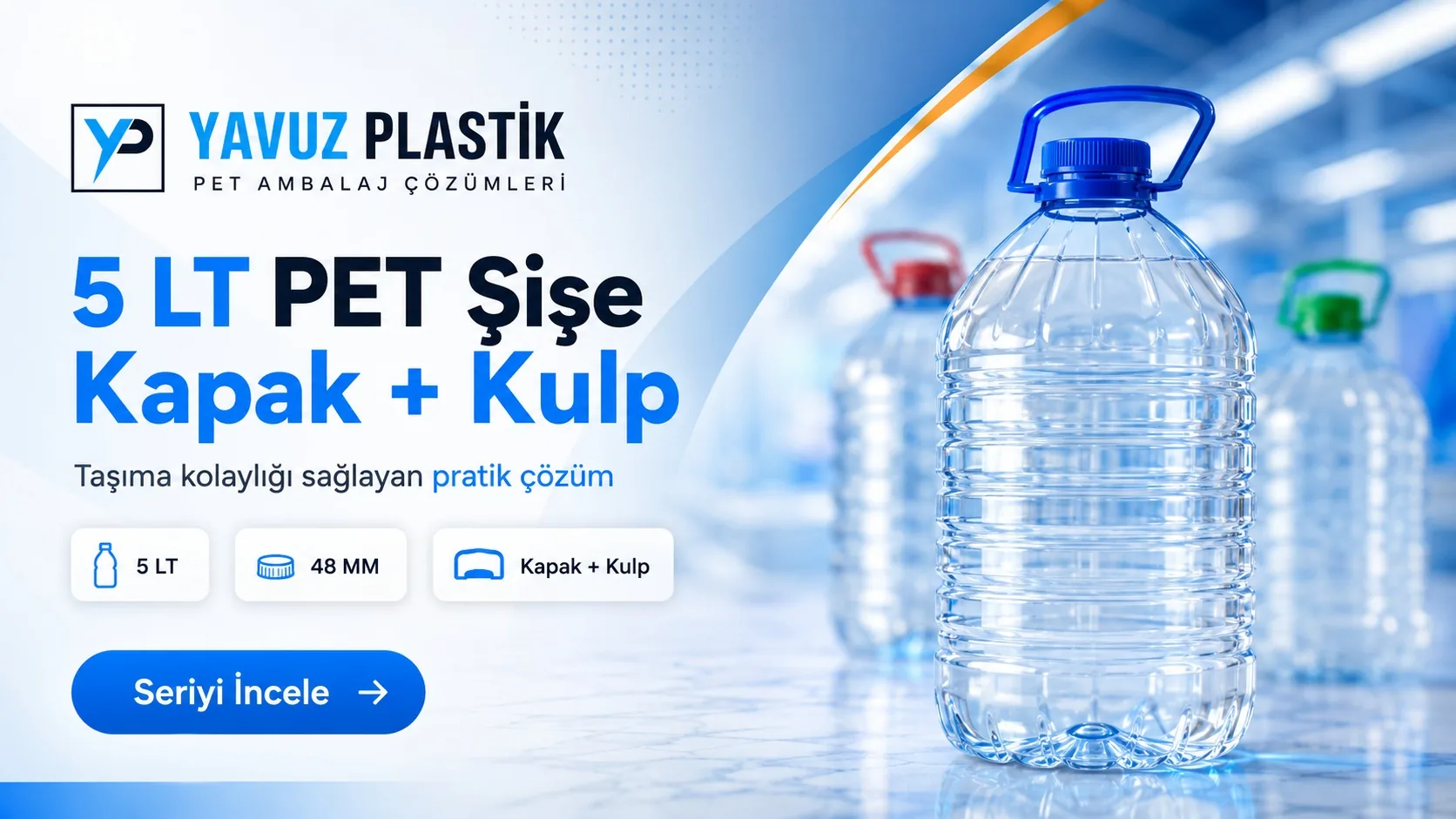 5 LT PET Şişe + Kapak + Kulp